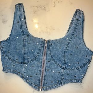 Beautiful detailed jean corset top